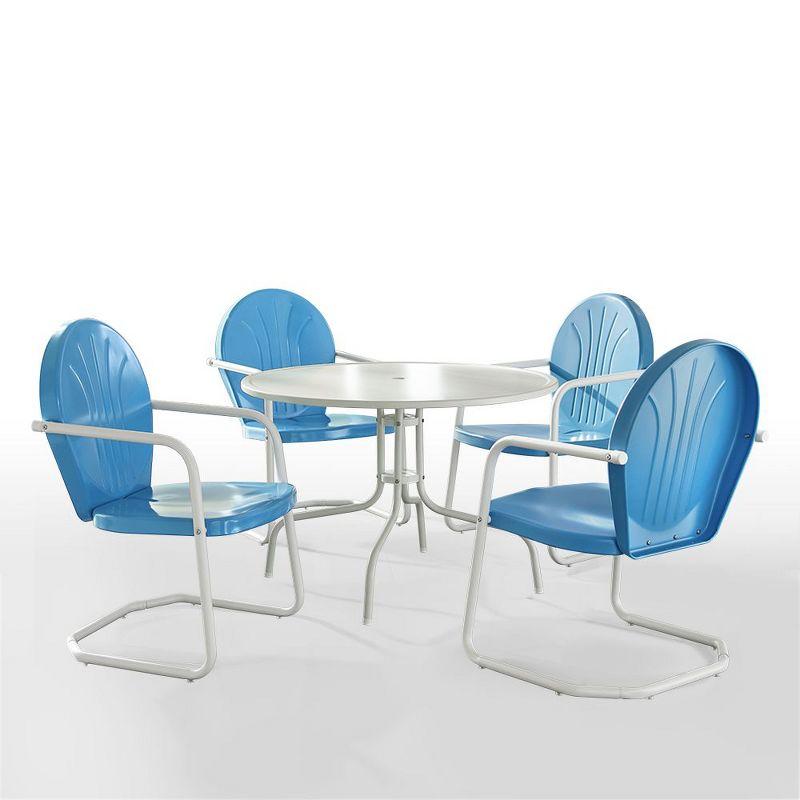 Griffith 5pc Outdoor Dining Set - Sky Blue - Crosley: Steel Frame, UV-Resistant, 4 Arm Chairs & Table