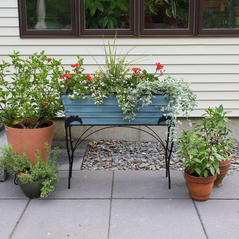 ACHLA Designs Indoor/Outdoor Rectangular Galvanized Steel Flower Planter Box with Iron Stand