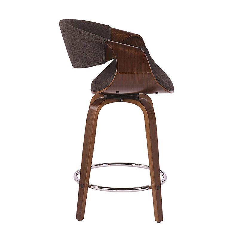 Set of 2 Curvini Upholstered Counter Height Barstools Charcoal/Walnut - LumiSource: Swivel, Chrome-Plated, Wood Legs