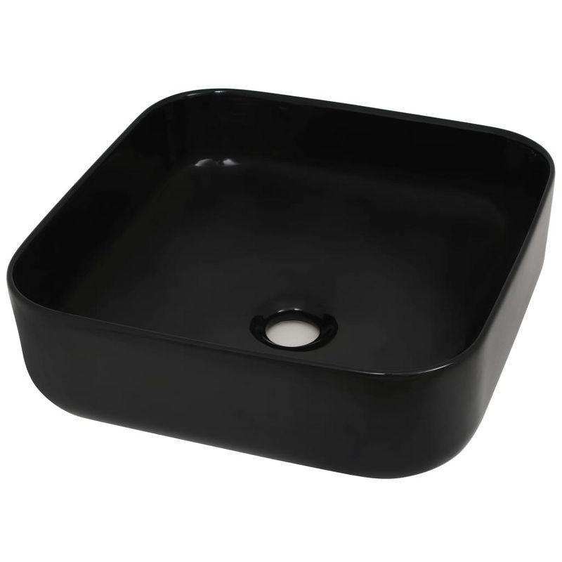 Basin Ceramic Square Black 15"x15"x5.3"