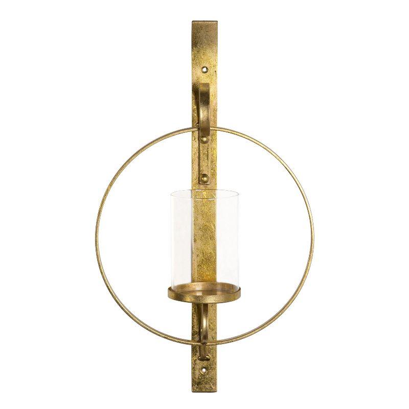 Kate and Laurel Doria Round Metal Wall Sconce, 12x22, Gold