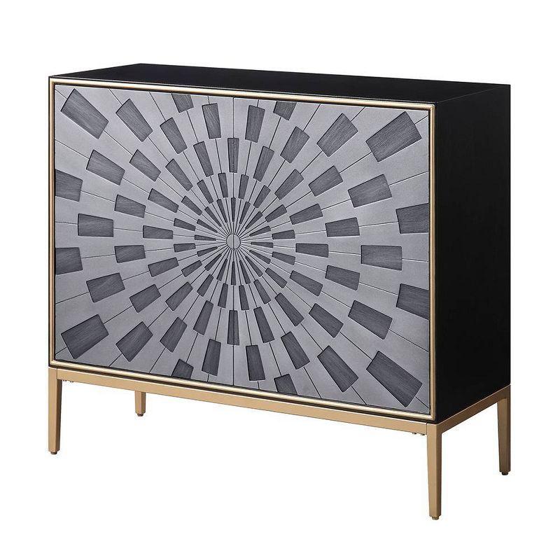 39" Quilla Accent Table Black, Gray and Brass Finish - Acme Furniture
