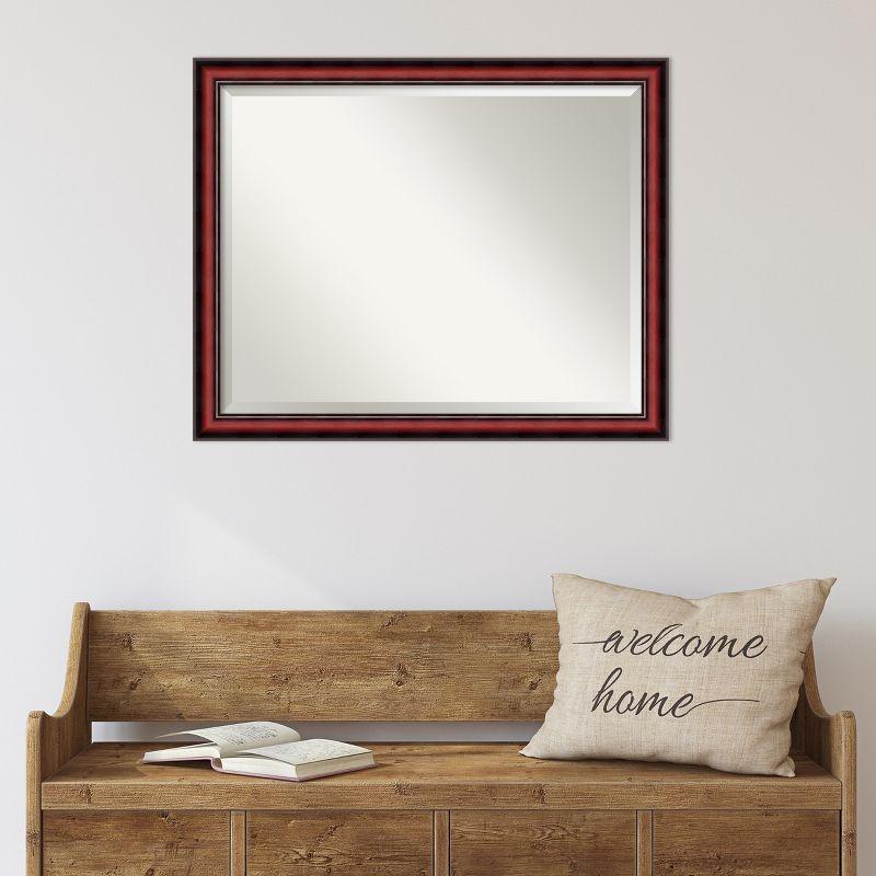 Amanti Art Rubino Cherry Scoop Beveled Wood Framed Wall Mirror