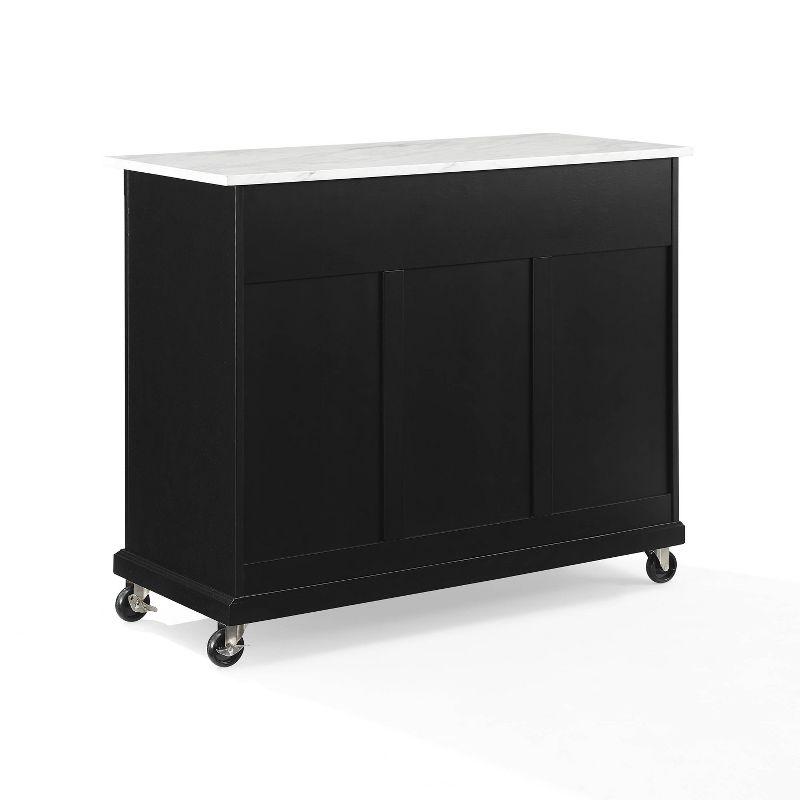 Crosley 42" Avery Kitchen Island/Cart Distressed Black/White Marble: Traditional Style, 6 Shelves, 2 Drawers, Locking Wheels