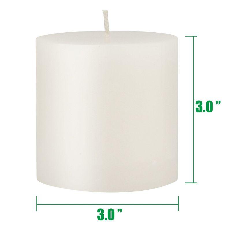 3"x3" 6pk Unscented Flat top Smooth Pillar Candles White - Stonebriar Collection: Machine-Poured, 40hr Burn Time, Cotton Wick