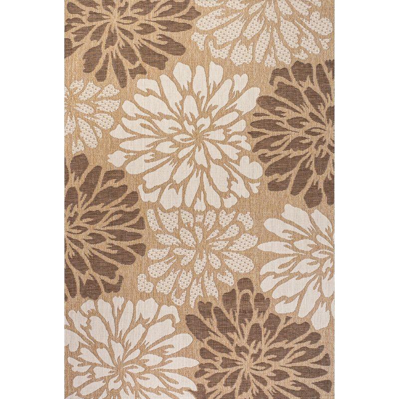 3' x 5' Zinnia Modern Floral Textured Weave Indoor/Outdoor Area Rug, Brown/Cream - JONATHAN Y