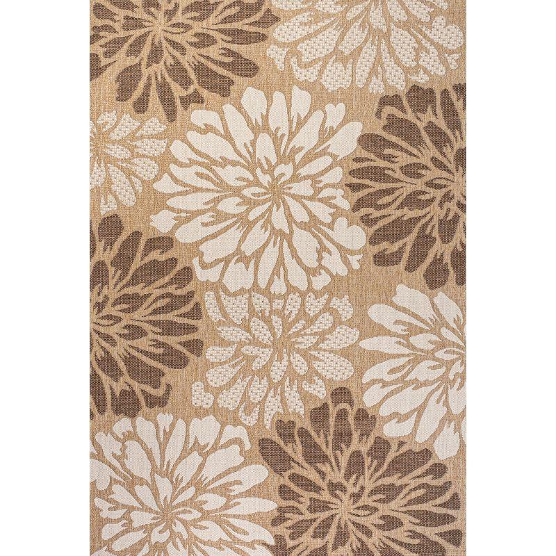 Gray Floral Flat Woven Reversible Indoor/Outdoor Rug - 3x5 ft