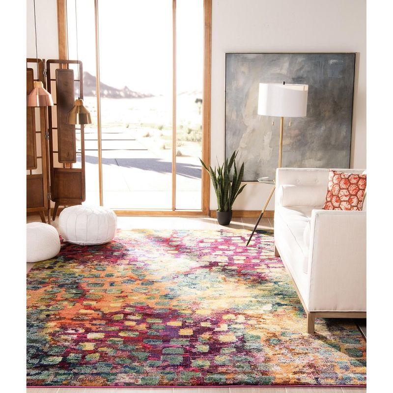 Pink and Multicolor Geometric Synthetic 8' x 11' Area Rug