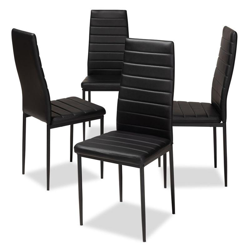 Set of 4 Armand Modern and Contemporary Faux Leather Upholstered Dining Chairs Black - Baxton Studio