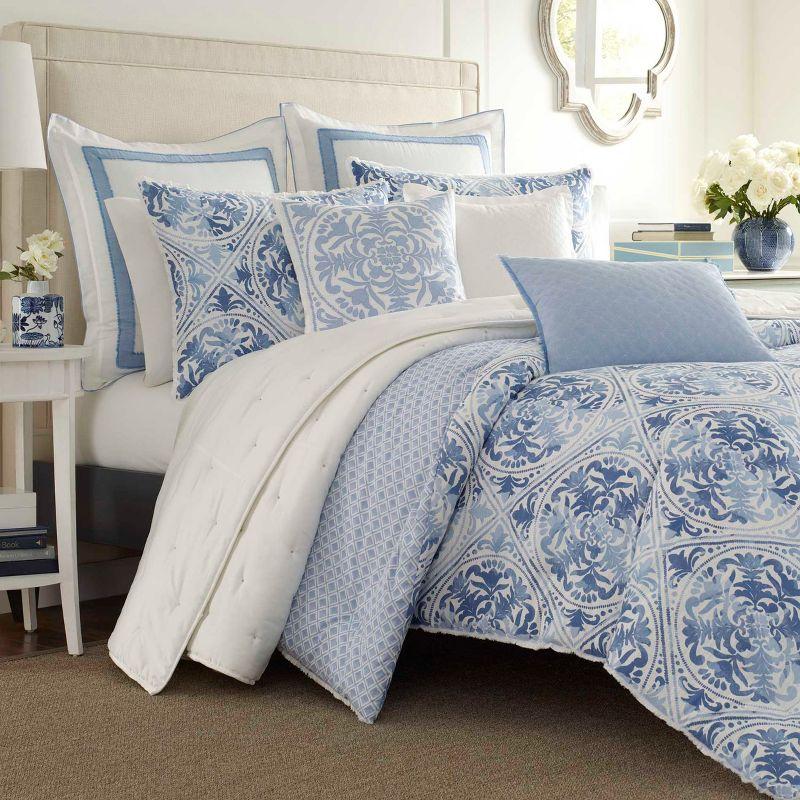 Mila Blue King Cotton Reversible Comforter Set