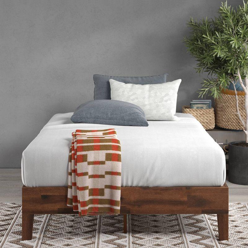 Full Marissa 12" Deluxe Wood Platform Bed Frame Brown - Zinus: Solid, No Box Spring Needed, Easy Setup