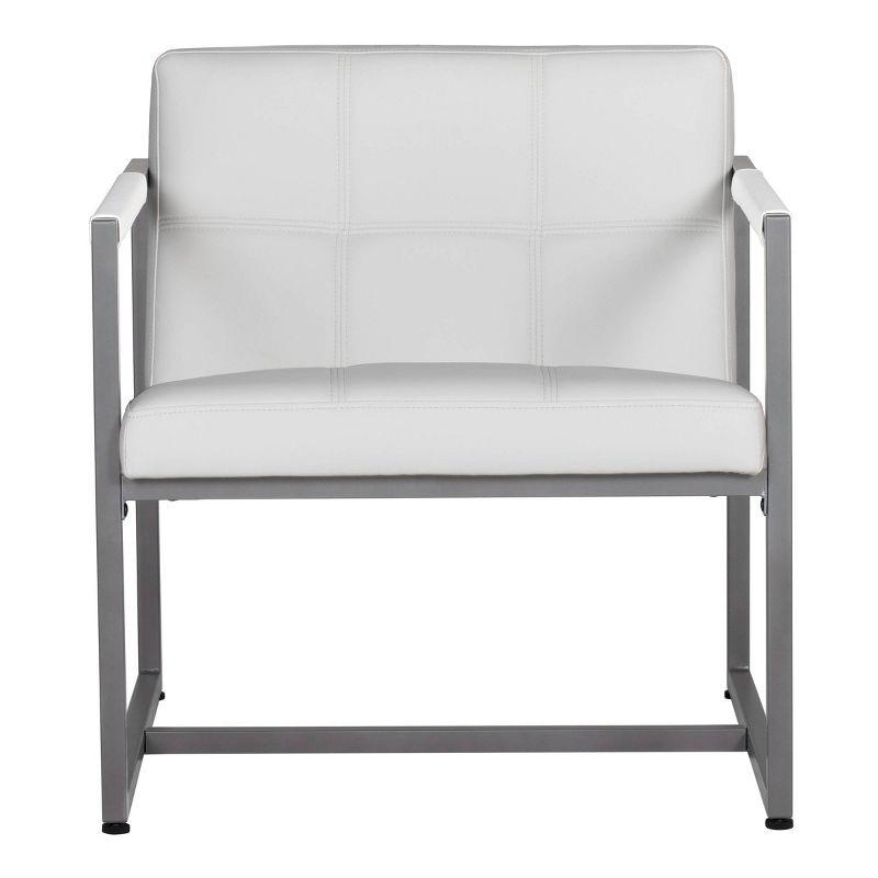 Camber White Leather Metal Mid-Century Modern Accent Chair