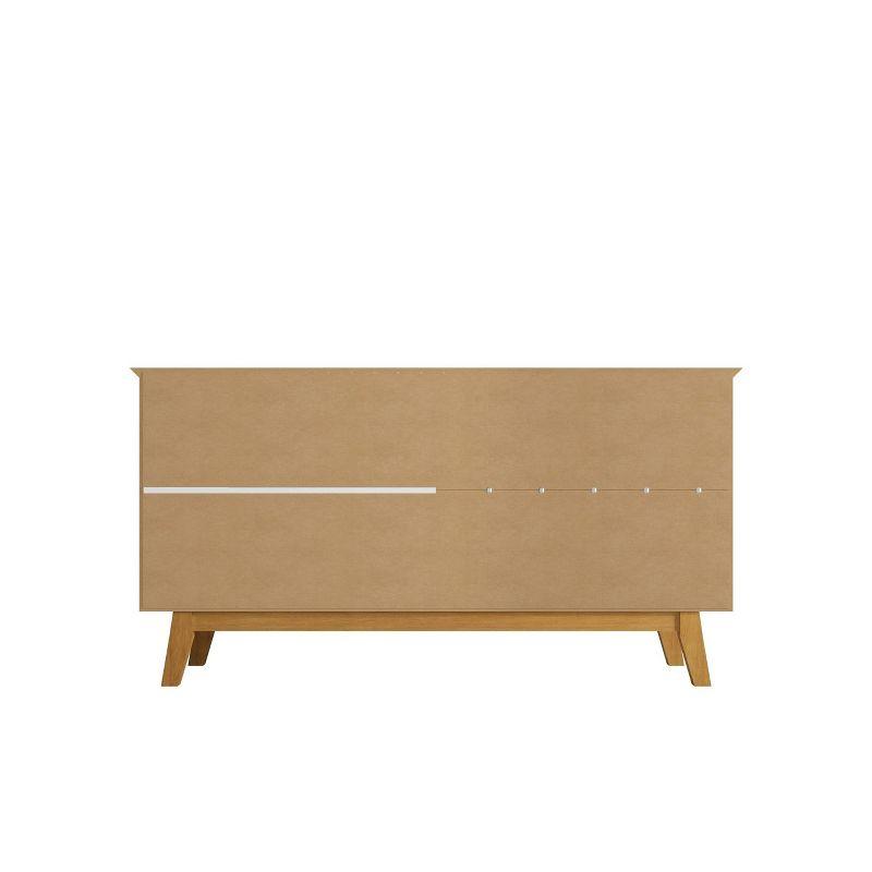 Manhattan Comfort 62.99" Yonkers Sideboard Rustic Brown: Mid-Century Modern, MDF, 4-Door Storage