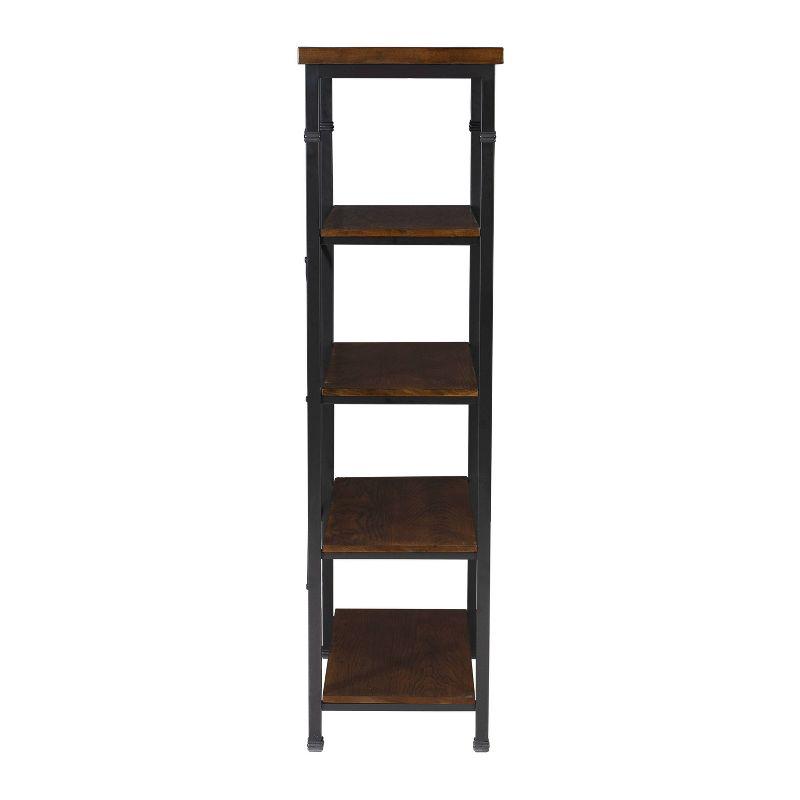 Linon 54" Austin Industrial Bookshelf Metal Wide Bookcase Brown: Farmhouse Style, 4 Fixed Shelves, MDF & Metal Frame