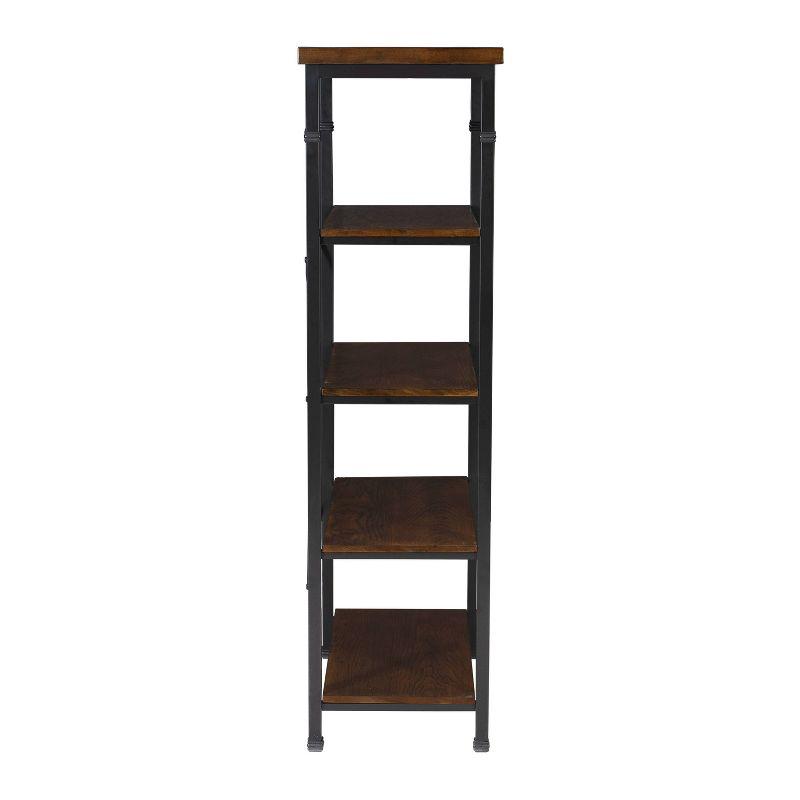 Austin 56.5" Black and Brown Industrial Wood Bookcase