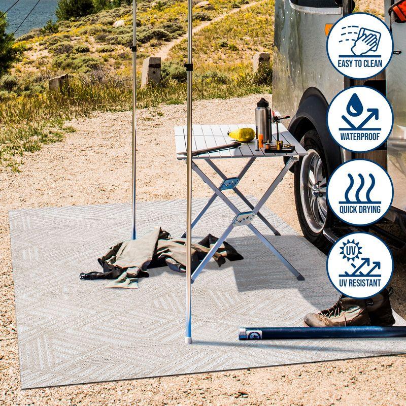 5'x8' Jordan High-Low Pile Art Deco Geometric Indoor/Outdoor Area Rug, Beige - JONATHAN Y