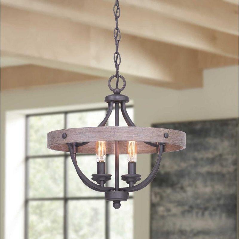 Progress Lighting Gulliver 4-Light Semi-Flush Graphite Ceiling Light, Wood Grained Texture