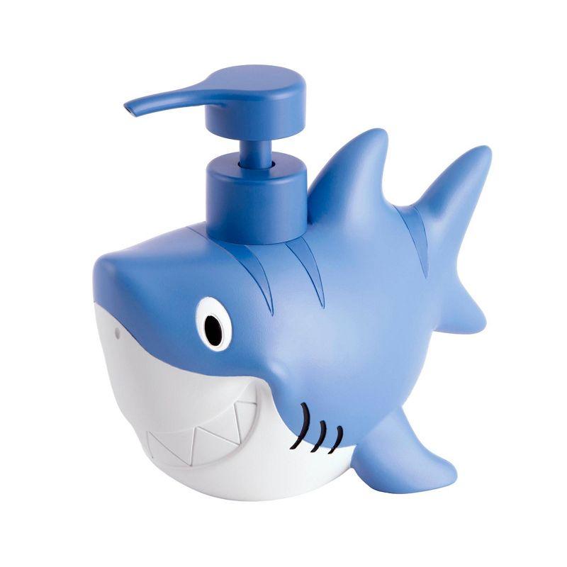 Allure Home Colorful Sharks Kids' 3pc Bath Set: Resin Bathroom Accessories, Soap Dispenser, Dish & Brush Holder