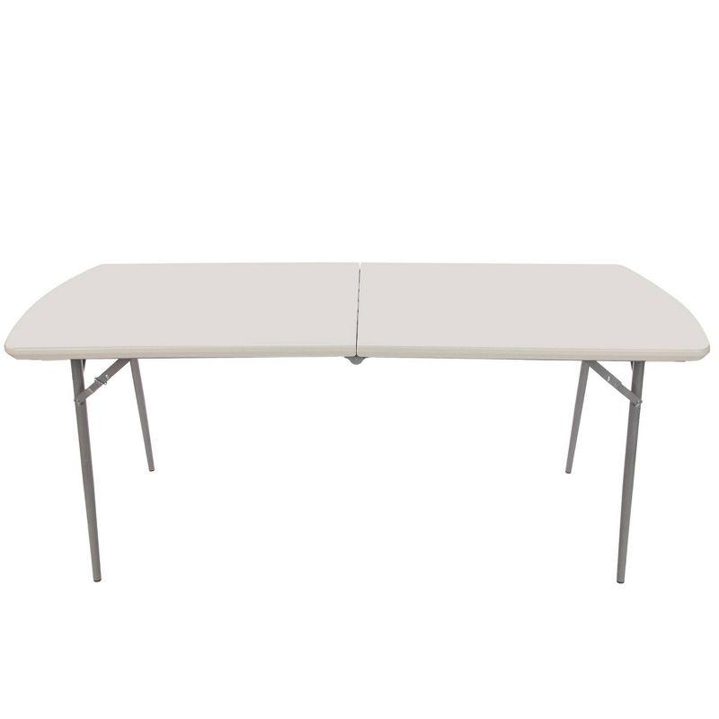 Gray 6 ft Fold-In-Half Banquet Table with Steel Frame