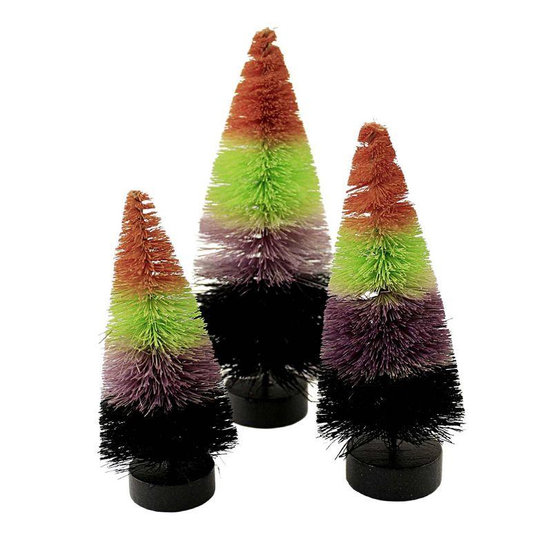 Bethany Lowe 6-Inch Multicolor Halloween Bottle Brush Trees, Set of 3