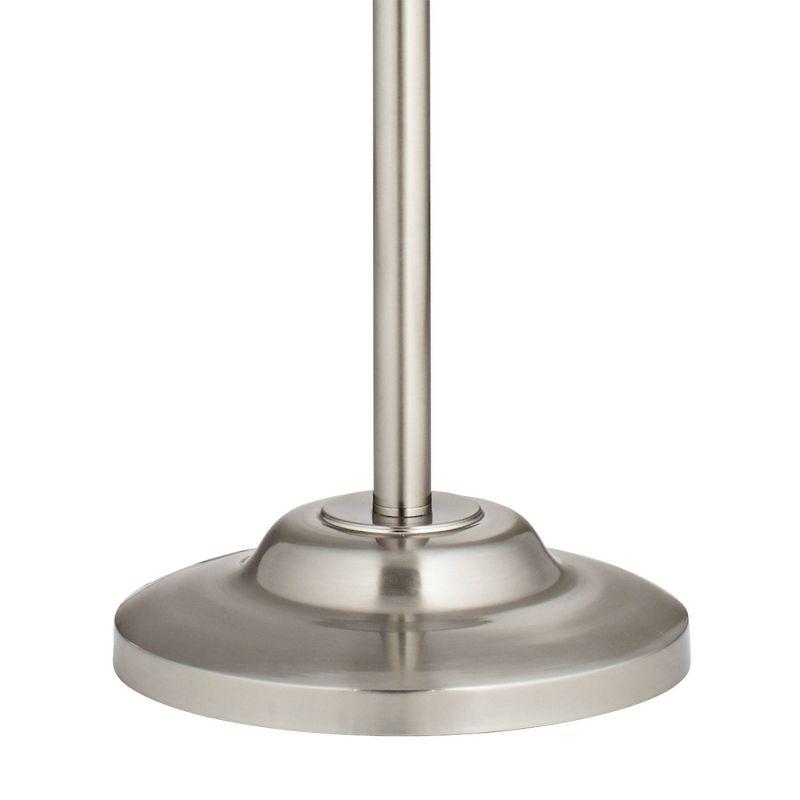 360 Lighting Abba Modern Floor Lamp Standing 66" Tall Brushed Nickel Silver Fine Burlap Fabric Empire Shade for Living Room Bedroom Office House Home