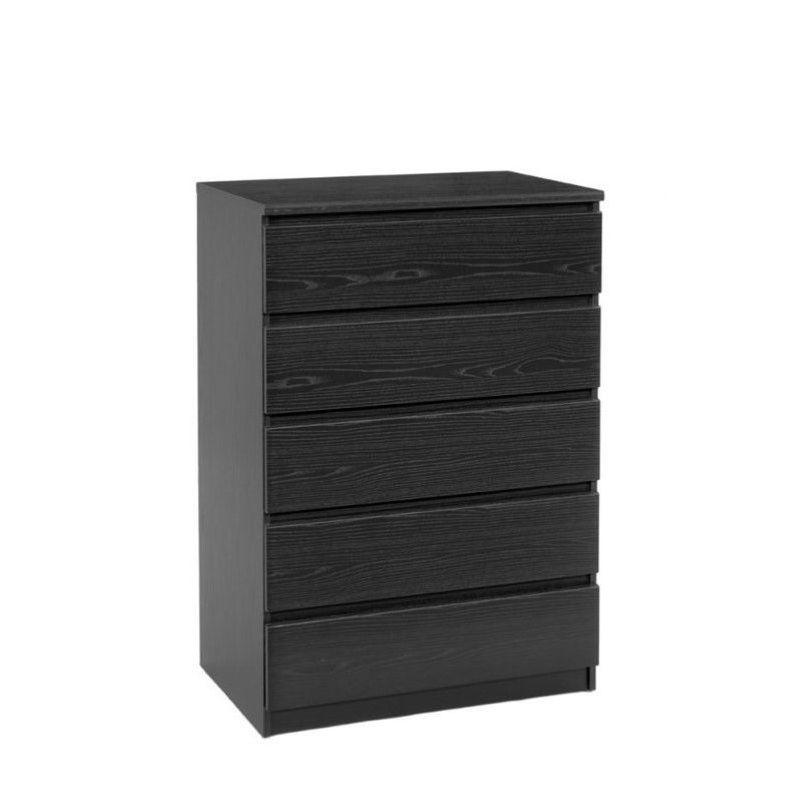 Wood Scottsdale 5 Drawer Chest in Black Woodgrain-Tvilum