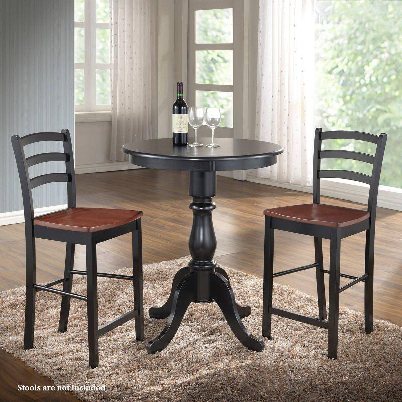 Carolina Living 30" Salem Round Pedestal Bar Table Antique Black: Scandinavian Style, MDF & Rubberwood