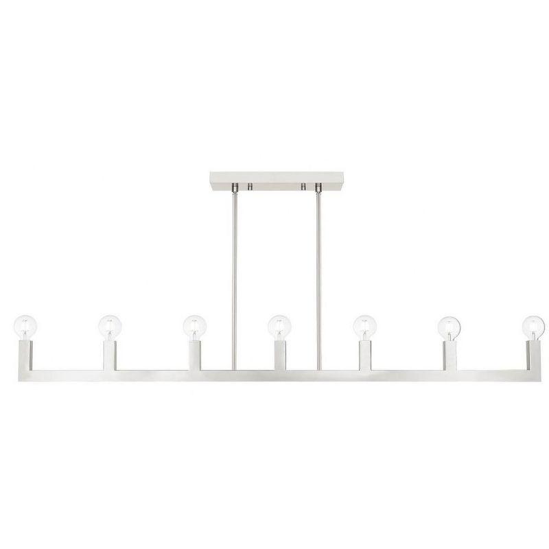 Brushed Nickel 7-Light Linear Chandelier with Tubular Arms