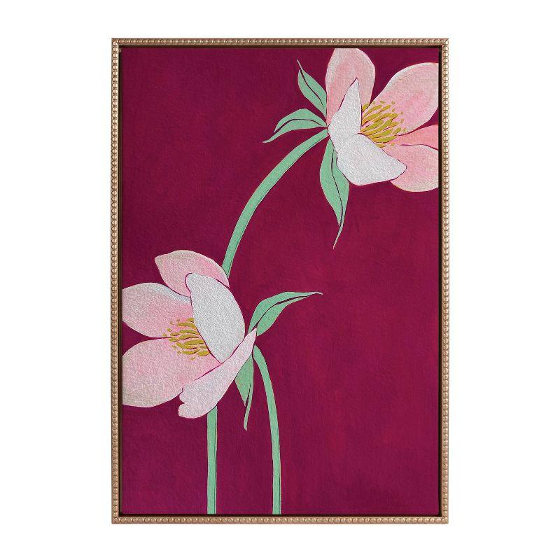 Kate & Laurel All Things Decor 23"x33" Sylvie Blushing Sisters Framed Canvas by Emma Daisy Gold