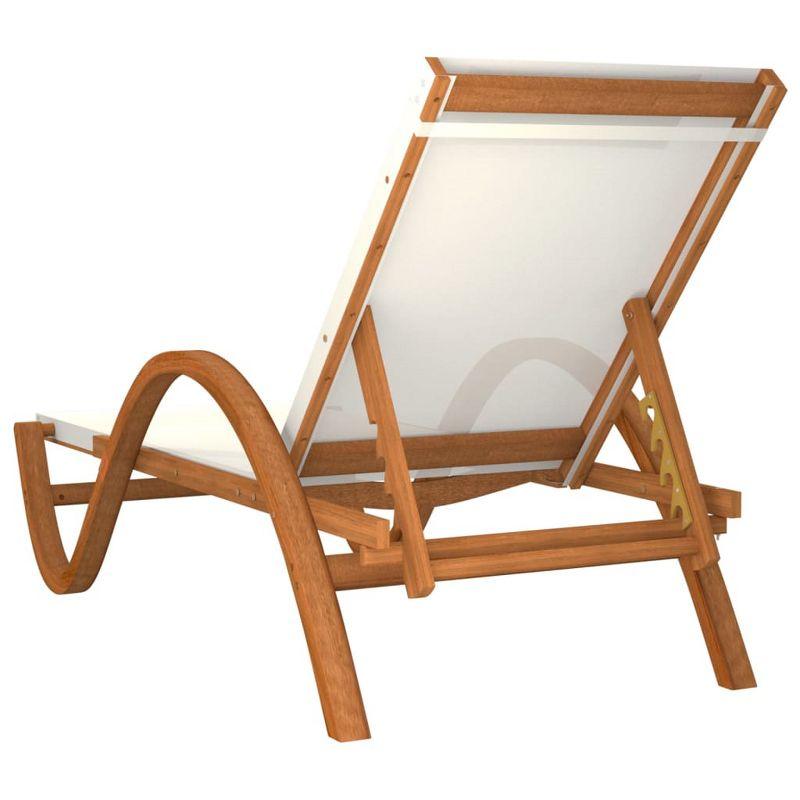 vidaXL Sun Lounger with Pillow White Textilene and Solid Wood Poplar