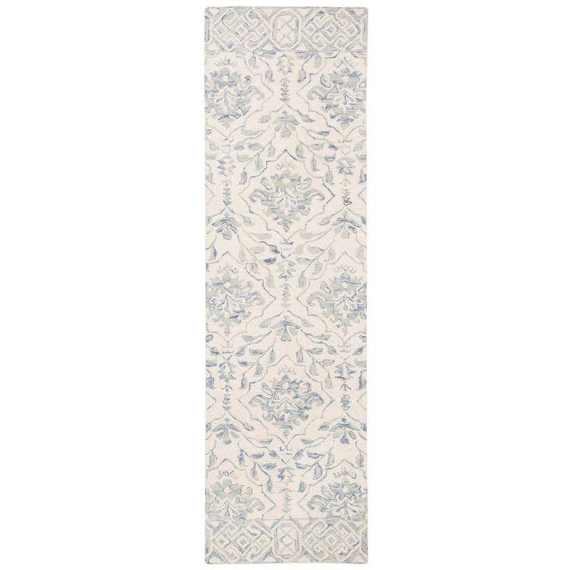 Handmade Light Blue and Ivory Tufted Wool Rug, 2'3" x 20'