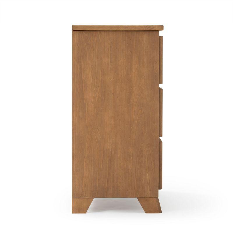 Plank+Beam Solid Wood Farmhouse 3 Drawer Dresser, Pecan Wirebrush