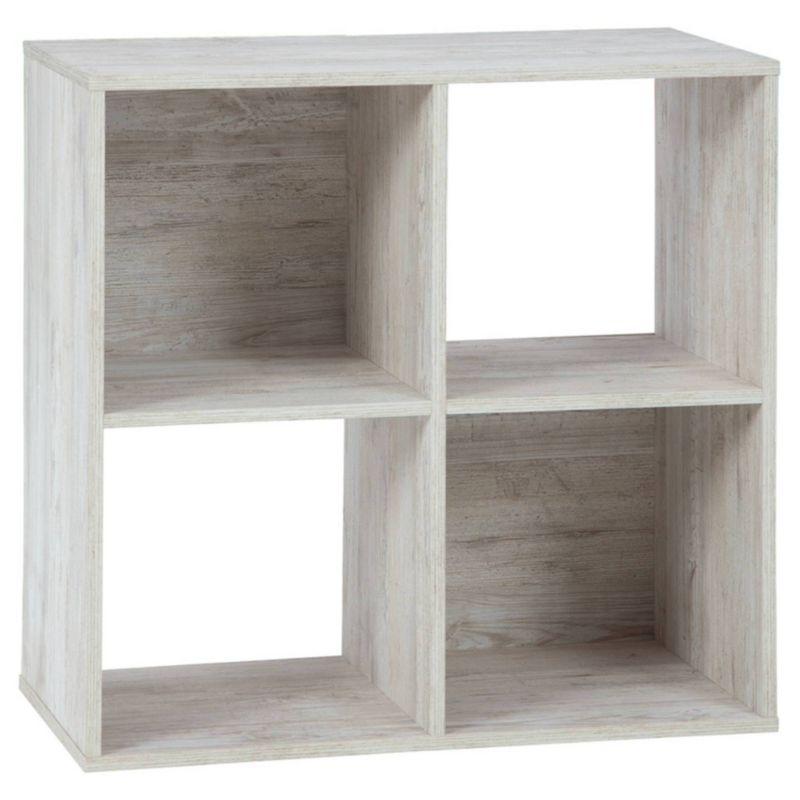 Signature Design by Ashley 23.82" Paxberry 4 Cube Organizer Whitewash: Modern Laminated Bookshelf, Storage Display