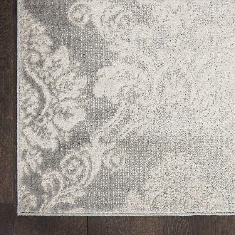 Elation Ivory Grey Handmade Floral Synthetic Area Rug