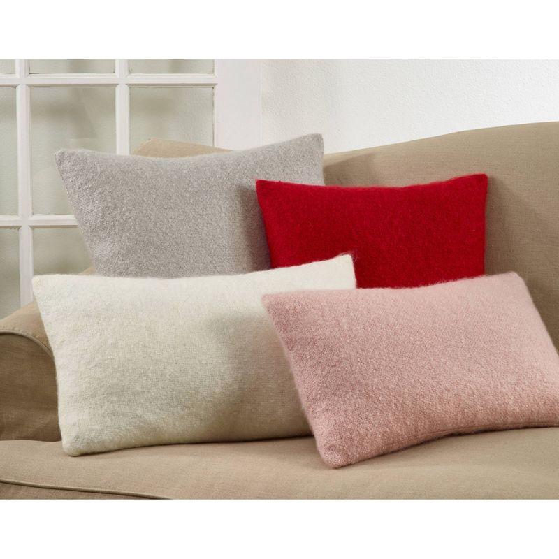 18"x18" Faux Mohair Square Throw Pillow Red - Saro Lifestyle: Acrylic, Zipper Closure, Indoor Use