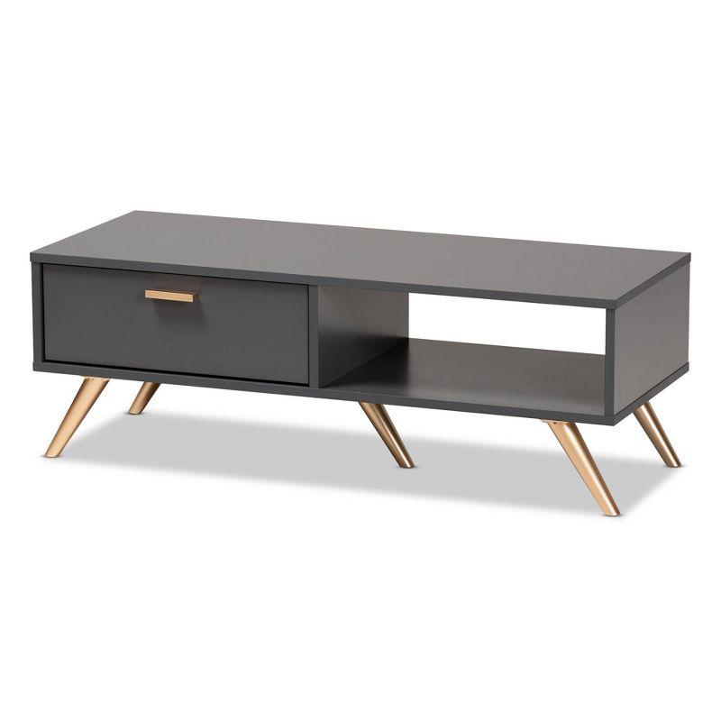 Kelson Wood Coffee Table Dark Gray/Gold - Baxton Studio