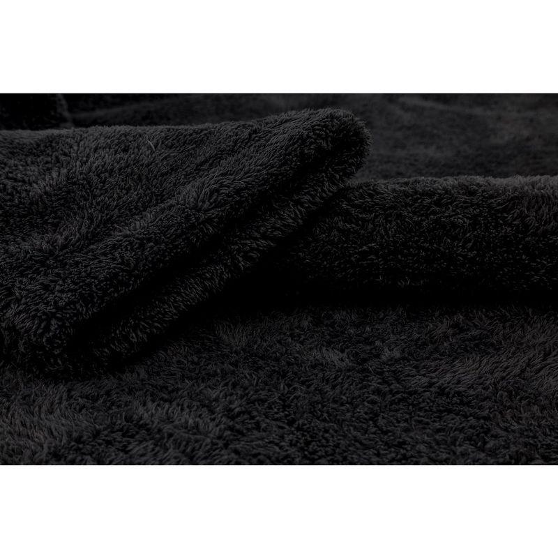 American Soft Linen Warm Fleece Bathrobe, Mens and Womens Robes, 1 Piece Shawl Collar  Adult Matching Couple Robes for your Bathroom, Small, Black