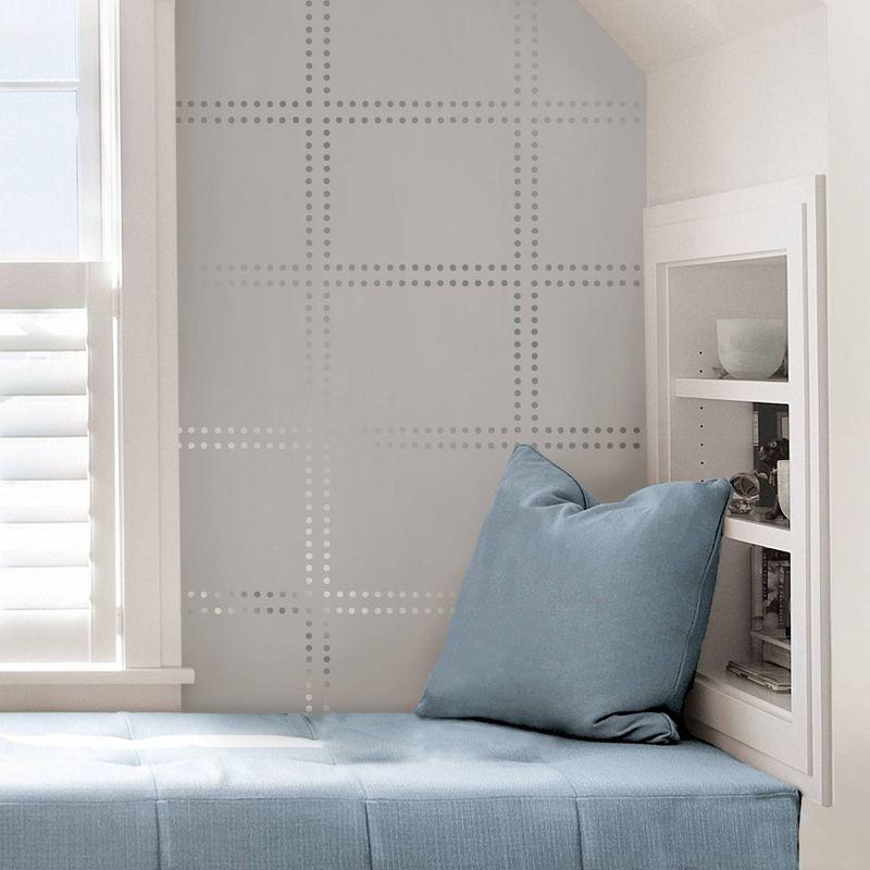 Silver Geometric Dot Pattern Peel & Stick Vinyl Wallpaper