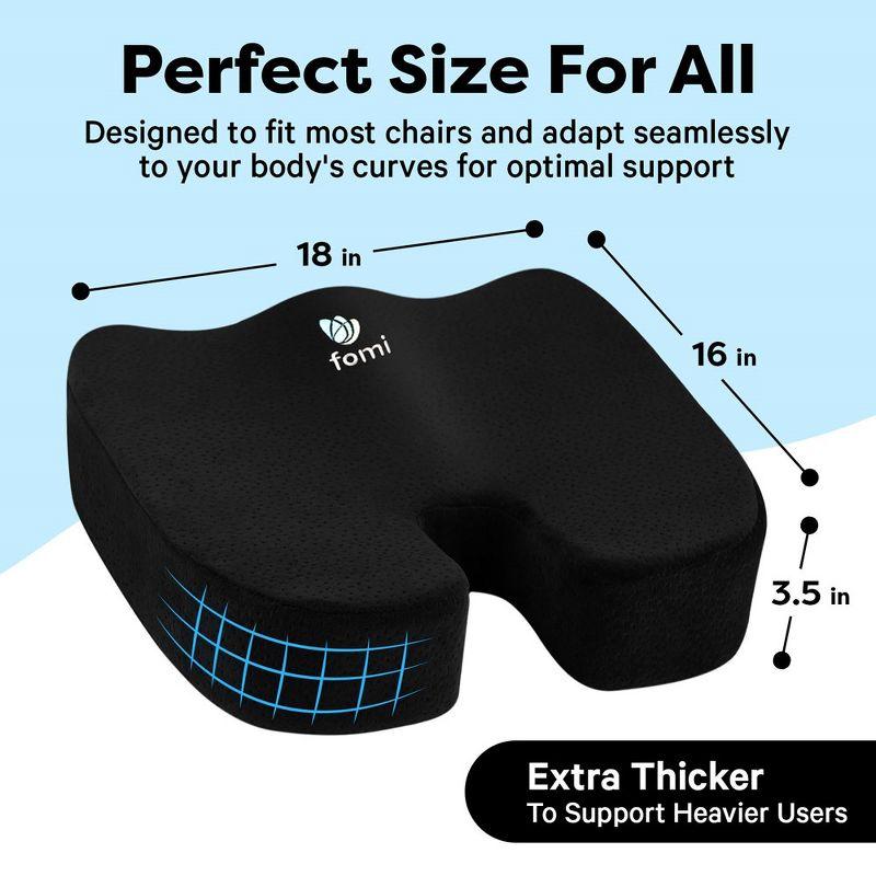 Black Memory Foam Orthopedic Coccyx Seat Cushion