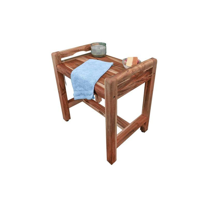 20" Eleganto ED982 Wide Teak Shower Bench with Handles - EcoDecors