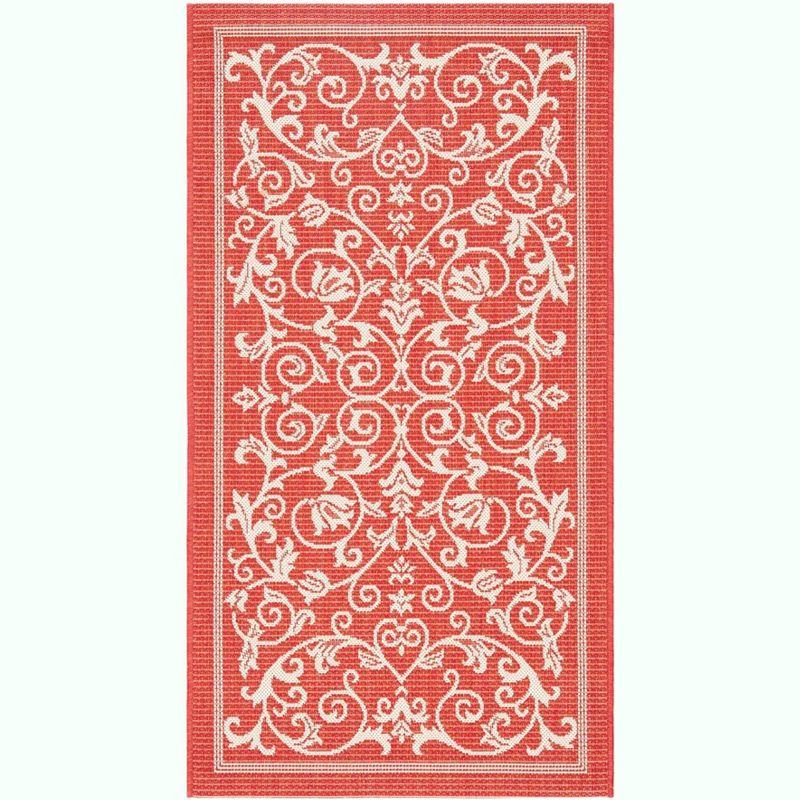 Courtyard CY2098 Power Loomed Indoor and Outdoor Area Rug - Red/Natural - 4'x5'7" - Safavieh