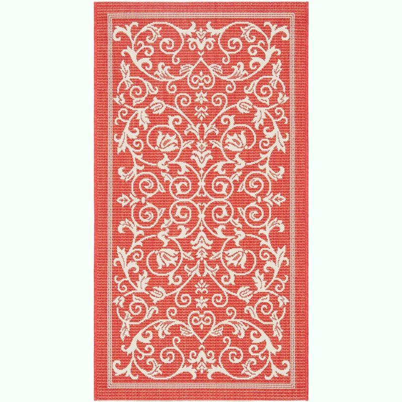 Burnt Orange Baroque Print Rectangular Outdoor Area Rug