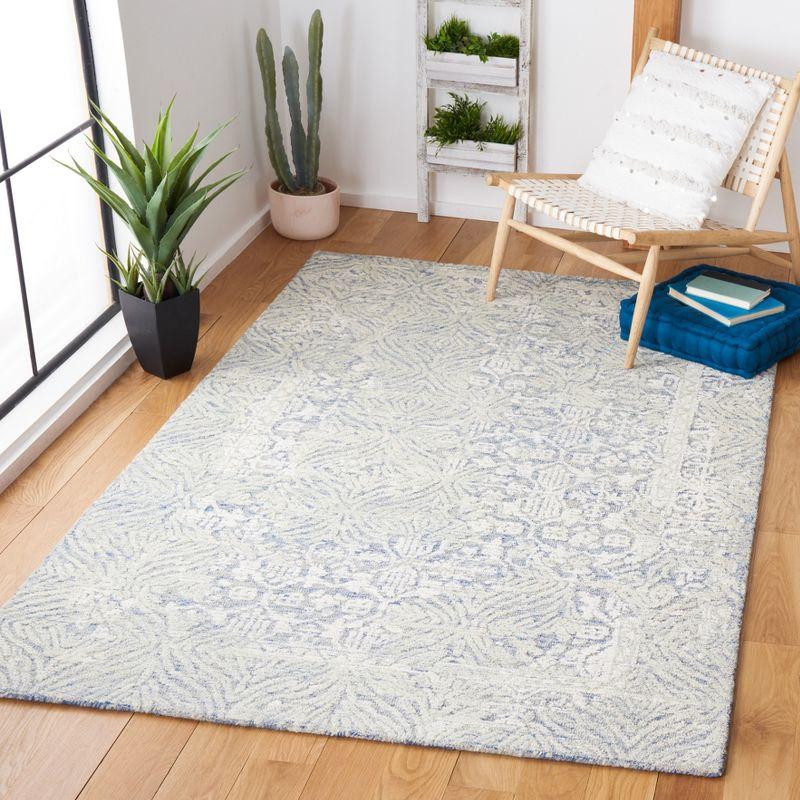 Hand-Tufted Blue Wool 4' x 6' Rectangular Rug