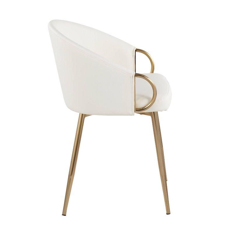 Set of 2 Claire Dining Chairs Gold/White - LumiSource: Modern Low Backrest, Steel Frame, Faux Leather