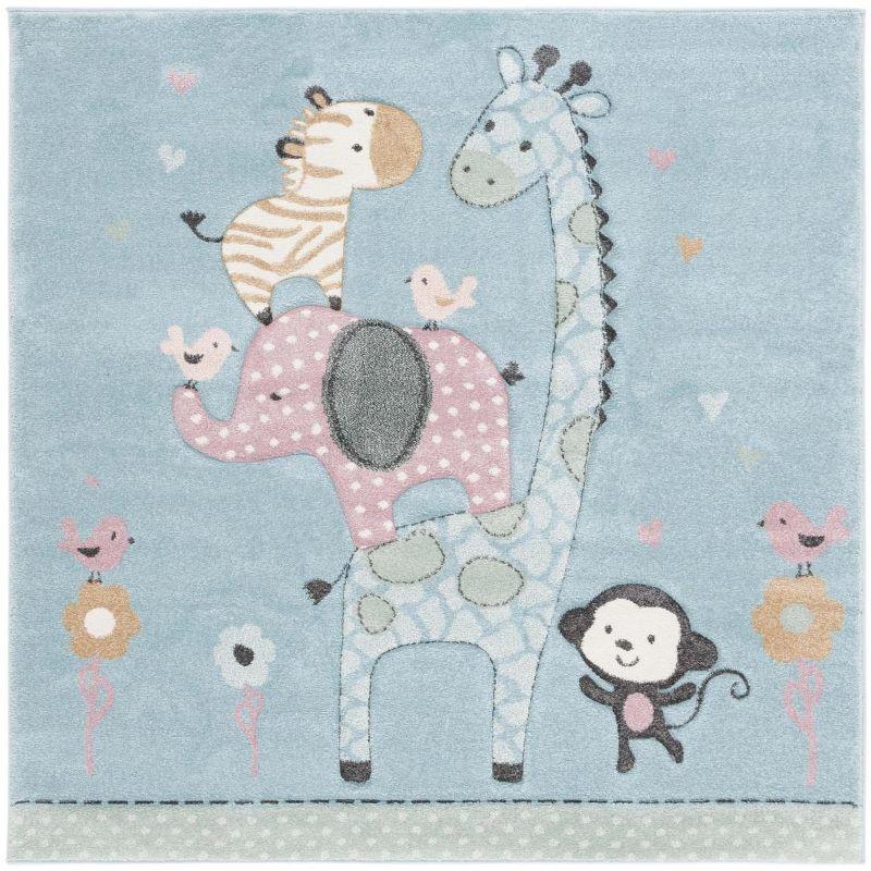 Carousel Kids  CRK120 Loomed Indoor Area Rug - Blue - 5'3"x5'3" - Safavieh