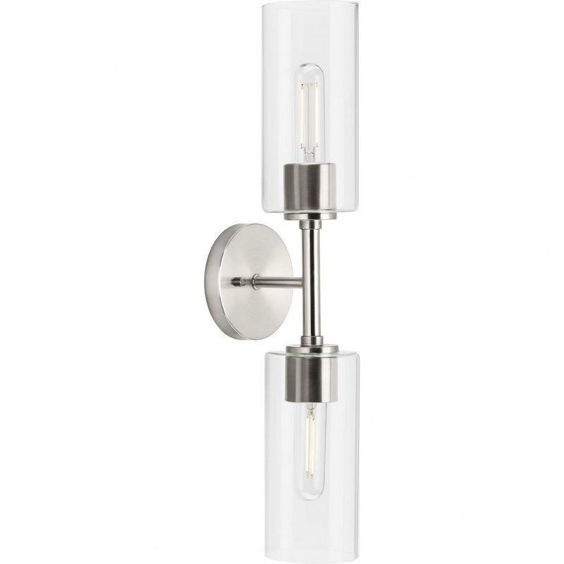 Cofield Brushed Nickel 2-Light Wall Sconce with Cylindrical Glass Shades