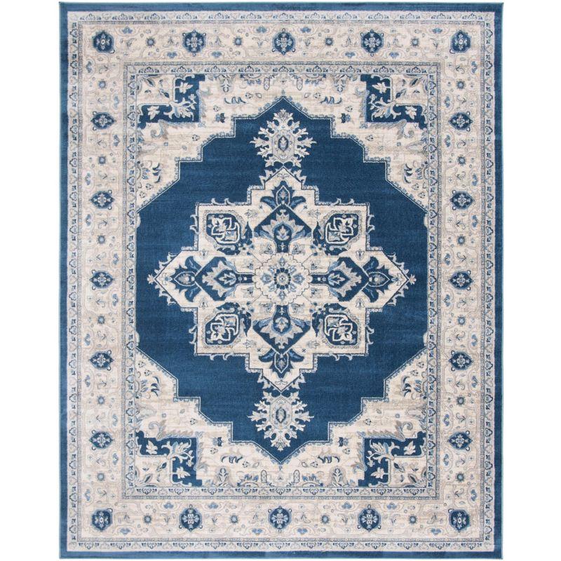 Heirloom Inspired Navy & Cream 6' x 9' Synthetic Area Rug