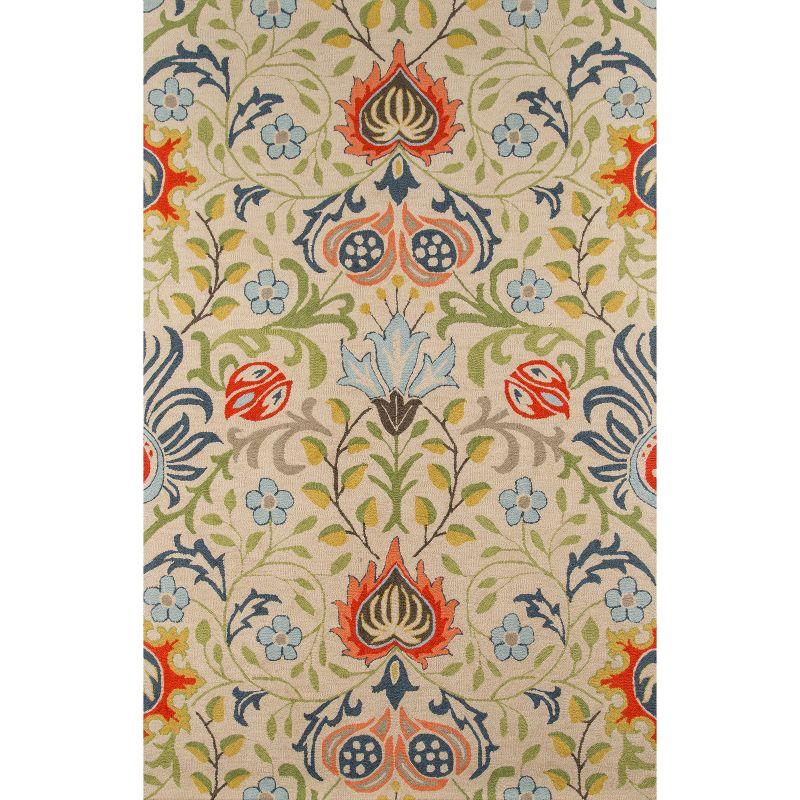 5'x8' Ashlei Floral Rug Cream - Momeni: Wool, Hand-Carved, Botanical Pattern, Low Pile, Indoor Use, Tufted Construction
