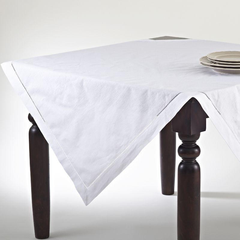 Saro Lifestyle Hemstitched Tablecloth, White, 54" x 54"