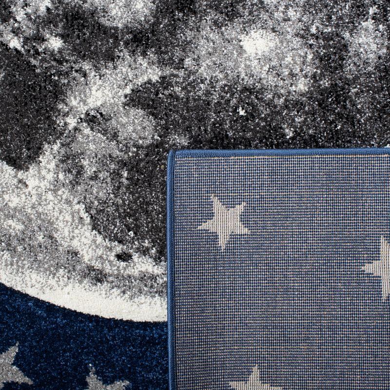 Navy and Gray Moon and Stars Kids Area Rug